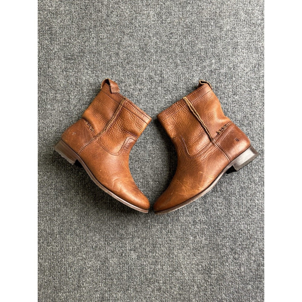 Womens Frye Brown Leather Pull On Ankle Boots Made in Mexico, Size US 7.5 B